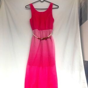 #0024 Paper Doll Maxi Dress, Braided Belt Pink